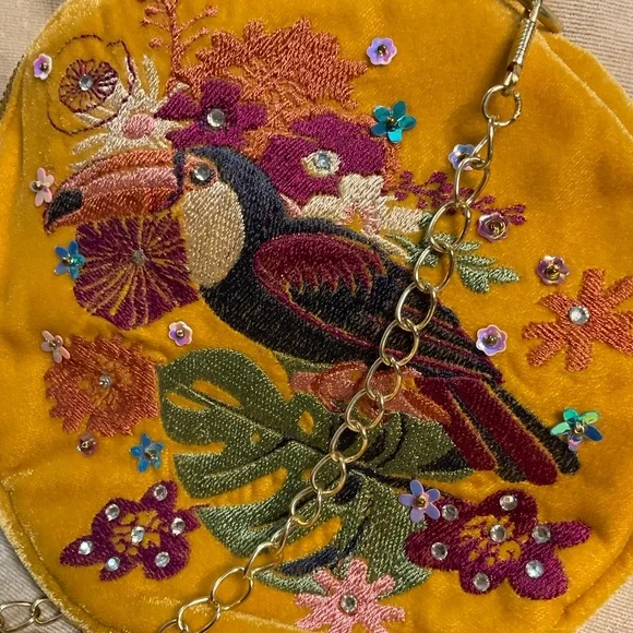 Powder Designs Toucan Velvet Embroidered Purse - Picture 6 of 10